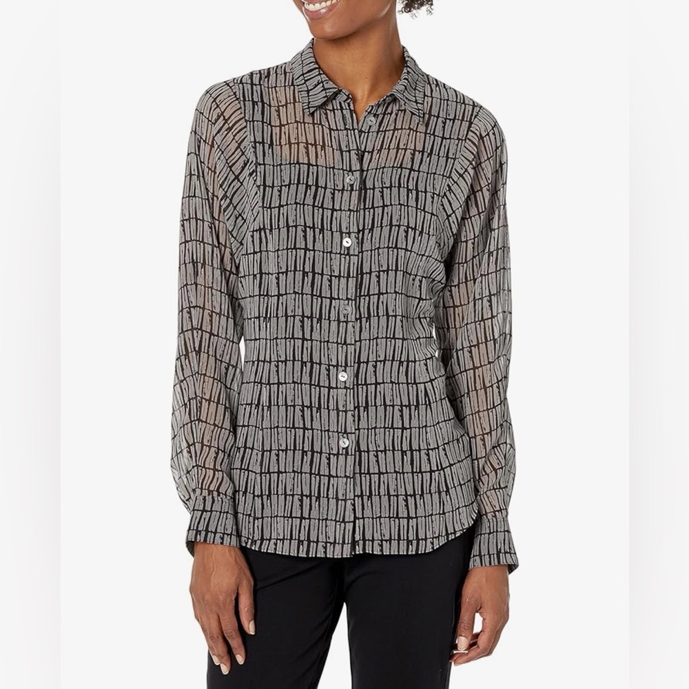 Theory black and gray Georgette button down - size P